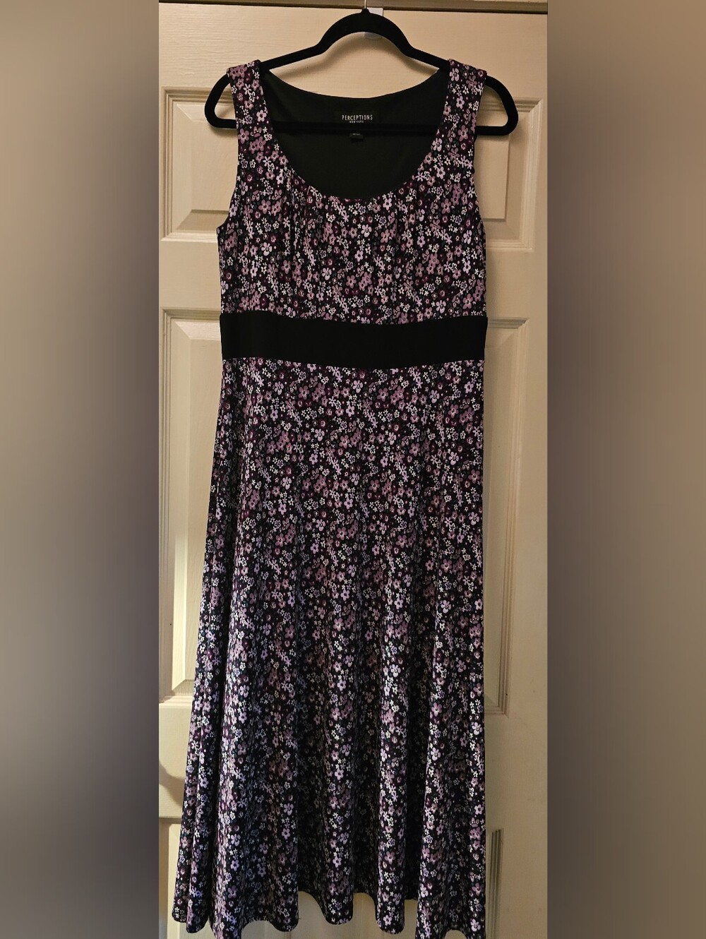 Perceptions Black and Purple Floral Maxi Dress